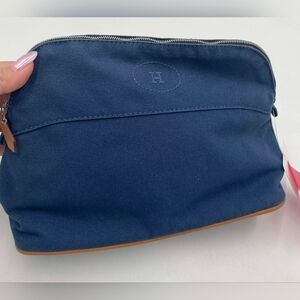 Hermes Blue Canvas Pouch